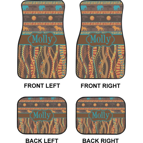 African Lions & Elephants Car Floor Mats Set (2F + 2B)