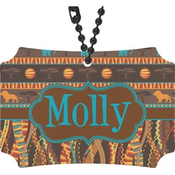 African Lions & Elephants Rear View Mirror Ornament (Personalized)