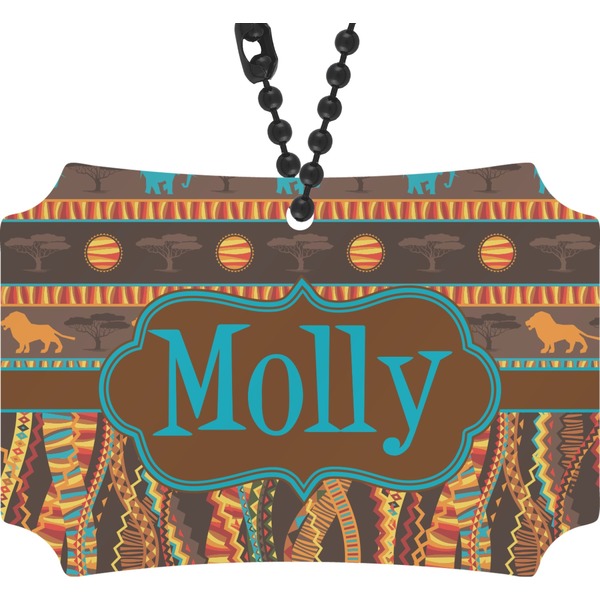 Custom African Lions & Elephants Rear View Mirror Ornament (Personalized)