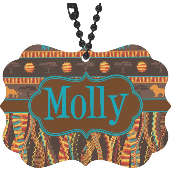 Custom African Lions & Elephants Rear View Mirror Charm (Personalized)