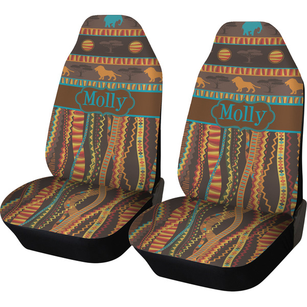 Custom African Lions & Elephants Car Seat Covers (Set of Two) (Personalized)