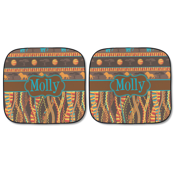 African Lions & Elephants Car Sun Shades - FRONT