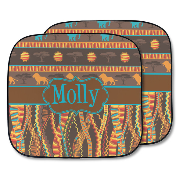 Custom African Lions & Elephants Car Sun Shade - Two Piece (Personalized)