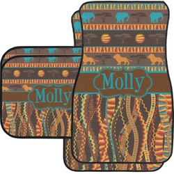 African Lions & Elephants Car Floor Mats Set - 2 Front & 2 Back (Personalized)