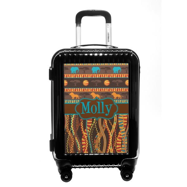 Custom African Lions & Elephants Carry On Hard Shell Suitcase (Personalized)
