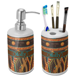 African Lions & Elephants Ceramic Bathroom Accessories Set (Personalized)