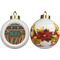 African Lions & Elephants Ceramic Christmas Ornament - Poinsettias (APPROVAL)