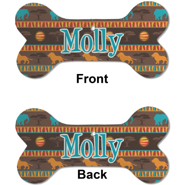 African Lions & Elephants Ceramic Flat Ornament - Bone Front & Back (APPROVAL)