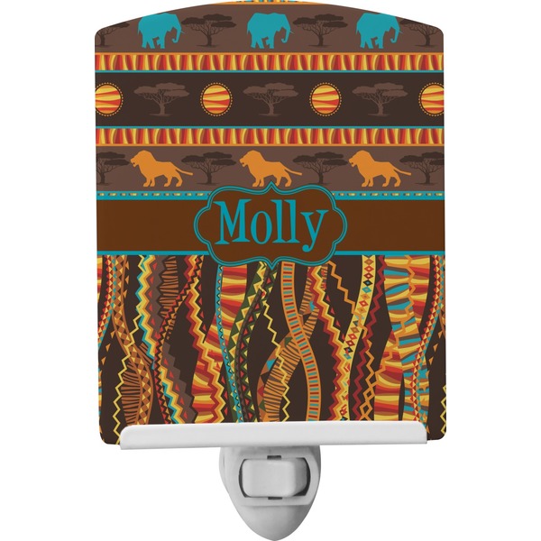 Custom African Lions & Elephants Ceramic Night Light (Personalized)