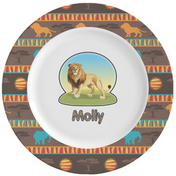 African Lions & Elephants Ceramic Dinner Plates (Set of 4) (Personalized)