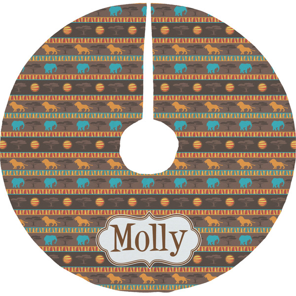Custom African Lions & Elephants Tree Skirt (Personalized)