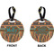 African Lions & Elephants Circle Luggage Tag (Front + Back)