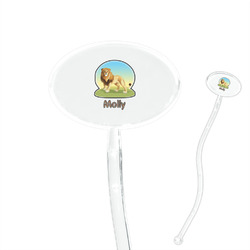 African Lions & Elephants 7" Oval Plastic Stir Sticks - Clear (Personalized)