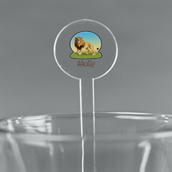 African Lions & Elephants 7" Round Plastic Stir Sticks - Clear (Personalized)