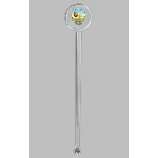African Lions & Elephants Clear Plastic 7" Stir Stick - Round - Single Stick
