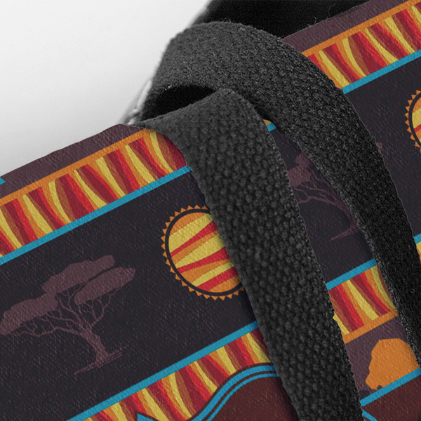 African Lions & Elephants Closeup of Tote w/Black Handles