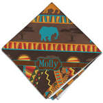 African Lions & Elephants Cloth Dinner Napkin - Single w/ Name or Text