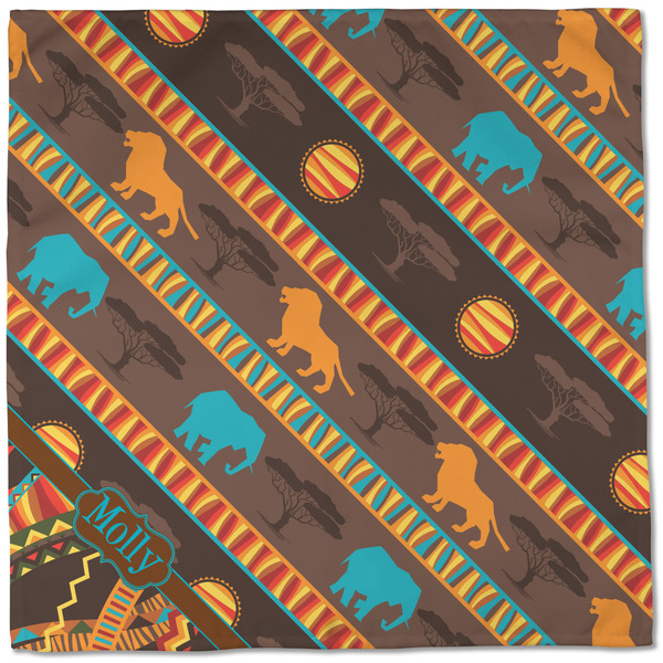 African Lions & Elephants Cloth Napkins - Personalized Dinner (Full Open)