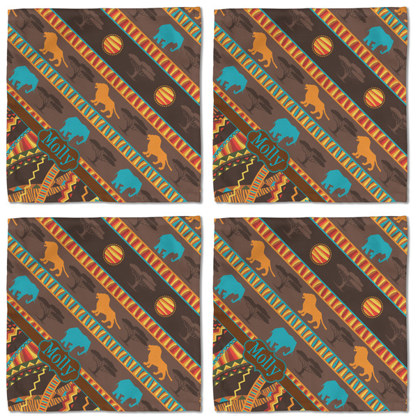 African Lions & Elephants Cloth Napkins - Personalized Lunch (APPROVAL) Set of 4
