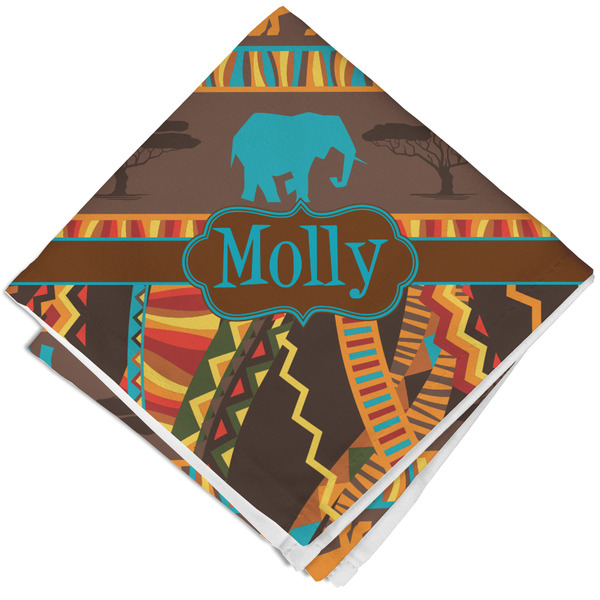 African Lions & Elephants Cloth Napkins - Personalized Lunch (Folded Four Corners)