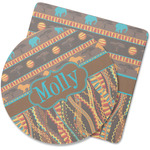 African Lions & Elephants Rubber Backed Coaster (Personalized)