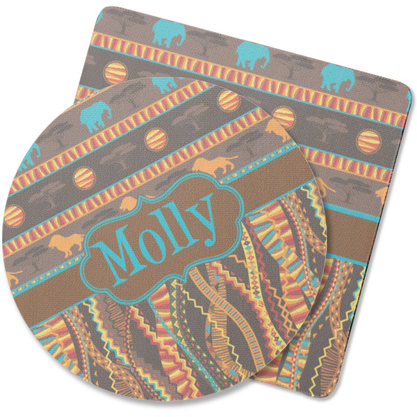 Custom African Lions & Elephants Rubber Backed Coaster (Personalized)