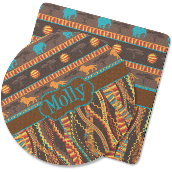 Custom African Lions & Elephants Rubber Backed Coaster (Personalized)