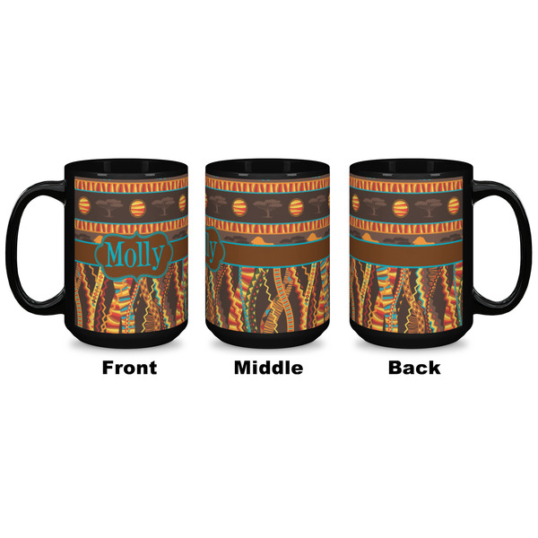 African Lions & Elephants Coffee Mug - 15 oz - Black APPROVAL