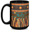 African Lions & Elephants Coffee Mug - 15 oz - Black Full