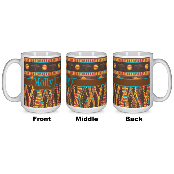 African Lions & Elephants Coffee Mug - 15 oz - White APPROVAL