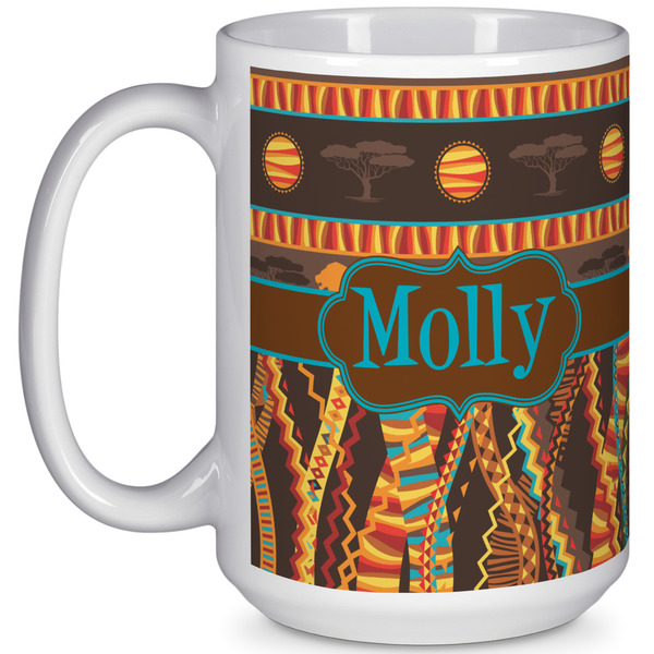 Custom African Lions & Elephants 15 Oz Coffee Mug - White (Personalized)