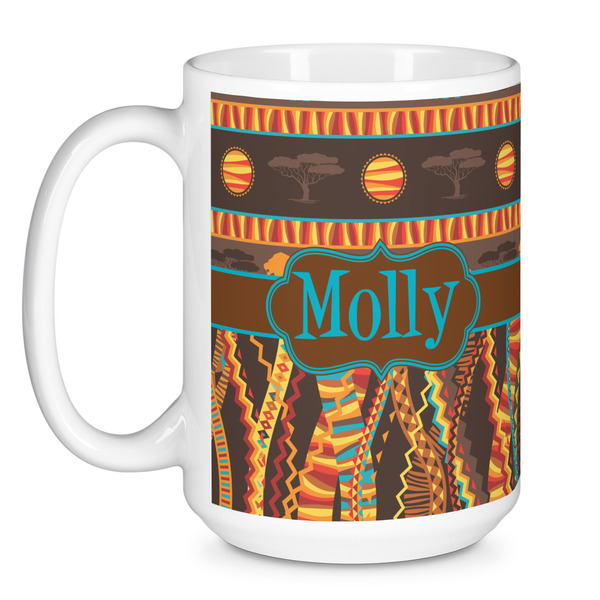 African Lions & Elephants Coffee Mug - 15 oz - White