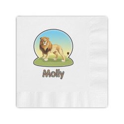 African Lions & Elephants Coined Cocktail Napkins (Personalized)