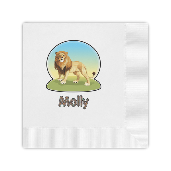 Custom African Lions & Elephants Coined Cocktail Napkins (Personalized)