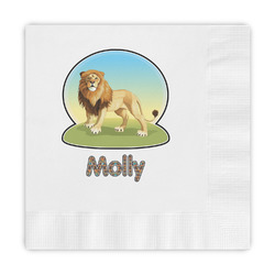 African Lions & Elephants Embossed Decorative Napkins (Personalized)