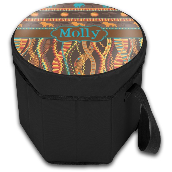 African Lions & Elephants Collapsible Personalized Cooler & Seat (Closed)