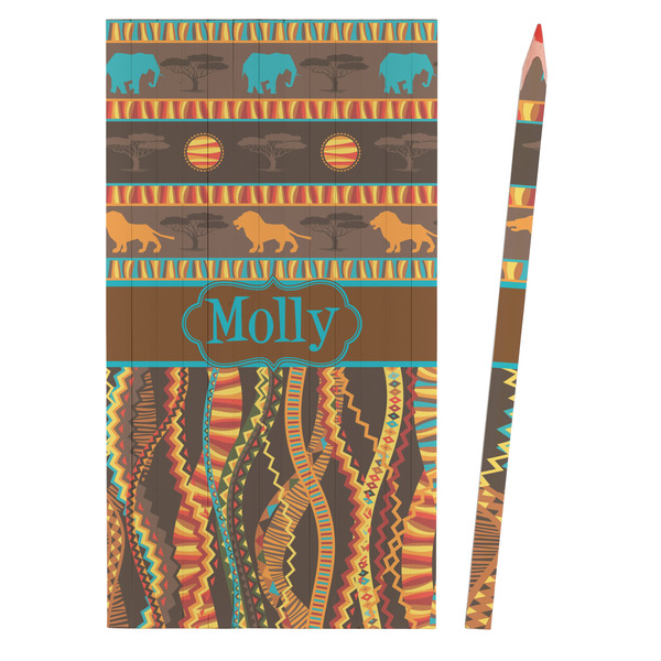 African Lions & Elephants Colored Pencils - Front View