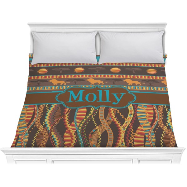 Custom African Lions & Elephants Comforter - King (Personalized)