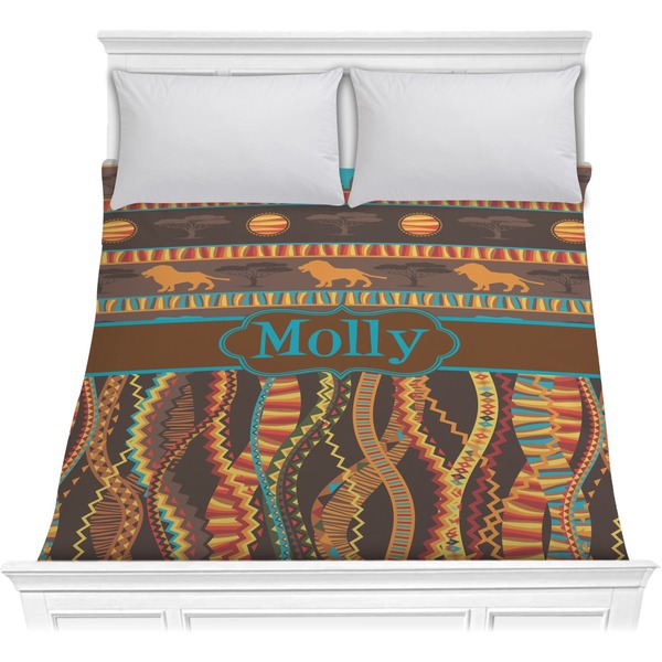 Custom African Lions & Elephants Comforter - Full / Queen (Personalized)
