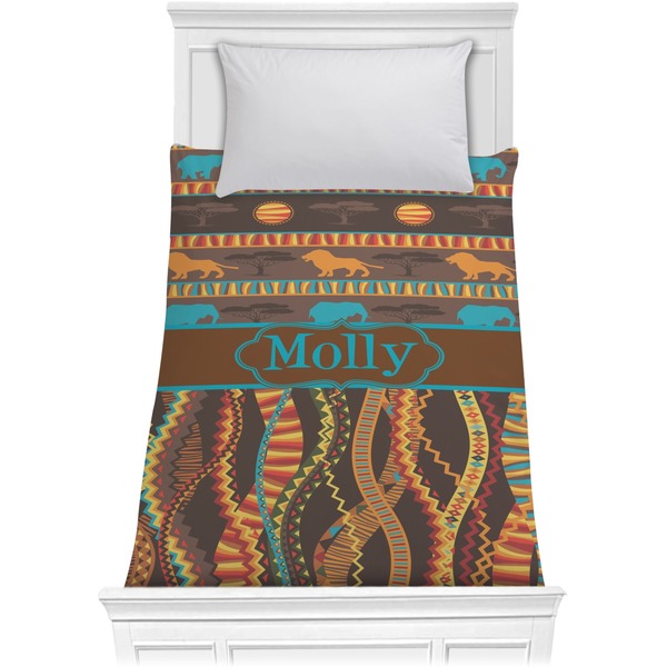 Custom African Lions & Elephants Comforter - Twin XL (Personalized)