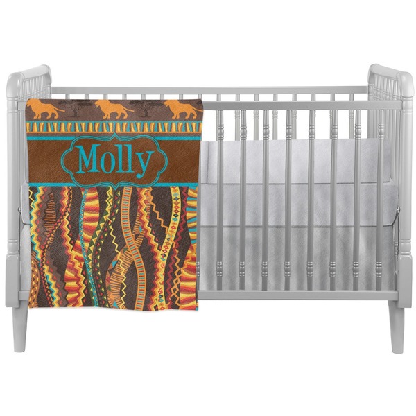 Custom African Lions & Elephants Crib Comforter / Quilt (Personalized)
