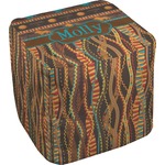 African Lions & Elephants Cube Pouf Ottoman (Personalized)