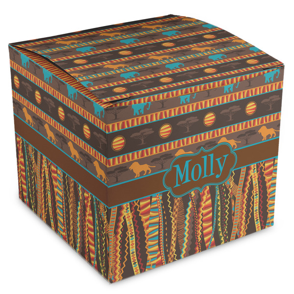 Custom African Lions & Elephants Cube Favor Gift Boxes (Personalized)