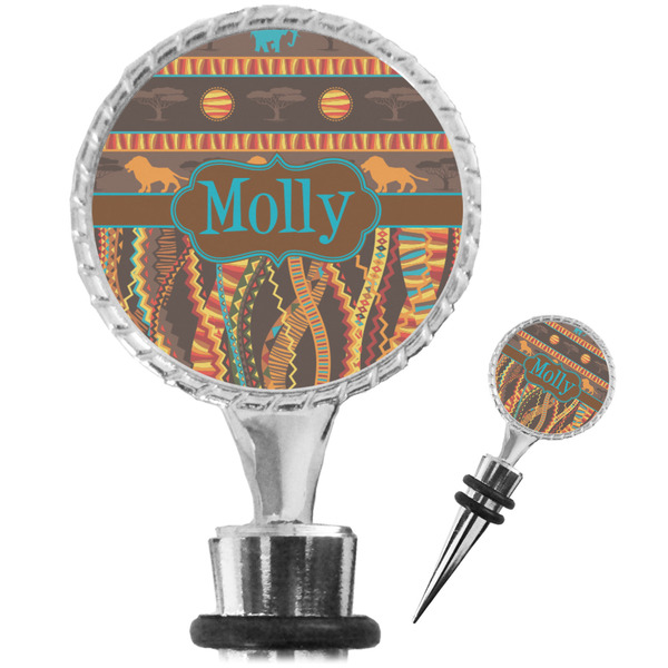 Custom African Lions & Elephants Wine Bottle Stopper (Personalized)