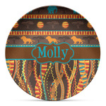 African Lions & Elephants Microwave Safe Plastic Plate - Composite Polymer (Personalized)