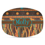 African Lions & Elephants Plastic Platter - Microwave & Oven Safe Composite Polymer (Personalized)