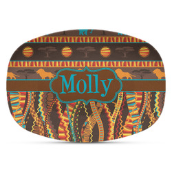 African Lions & Elephants Plastic Platter - Microwave & Oven Safe Composite Polymer (Personalized)