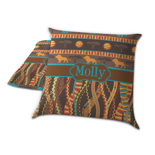 African Lions & Elephants Decorative Pillow Case - TWO