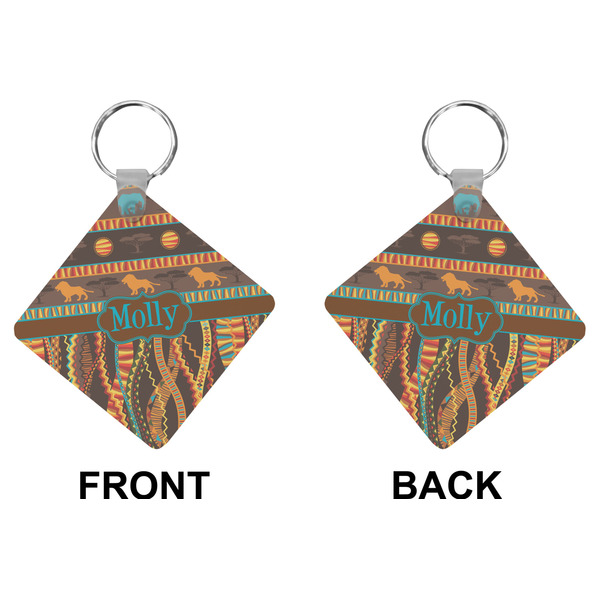 African Lions & Elephants Diamond Keychain (Front + Back)