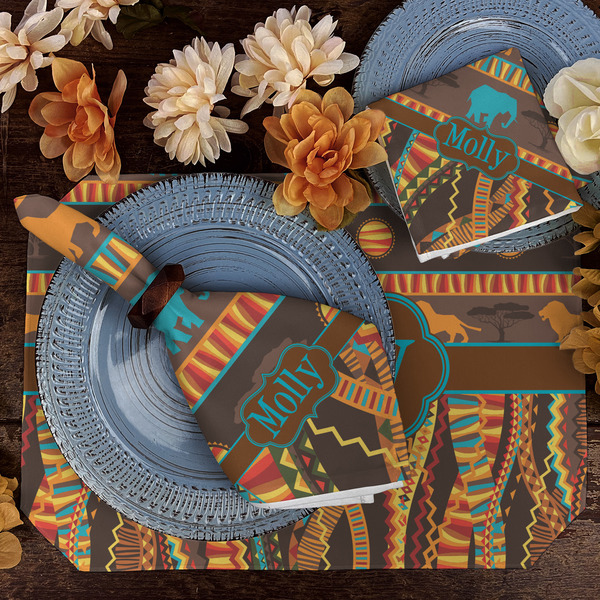 African Lions & Elephants Dining Set